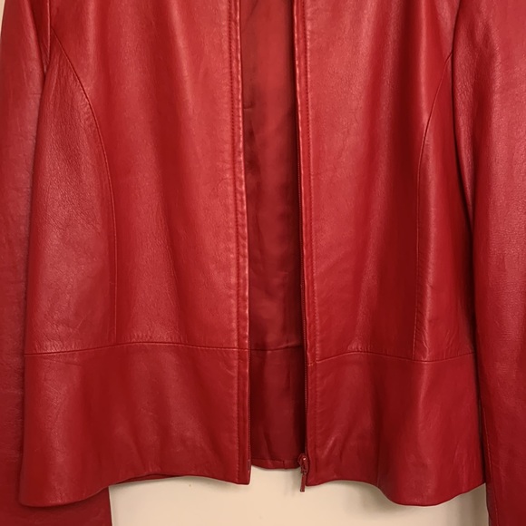 Genuine Leather Jacket Beautiful Red Perfect Fall Outfit - Picture 4 of 16